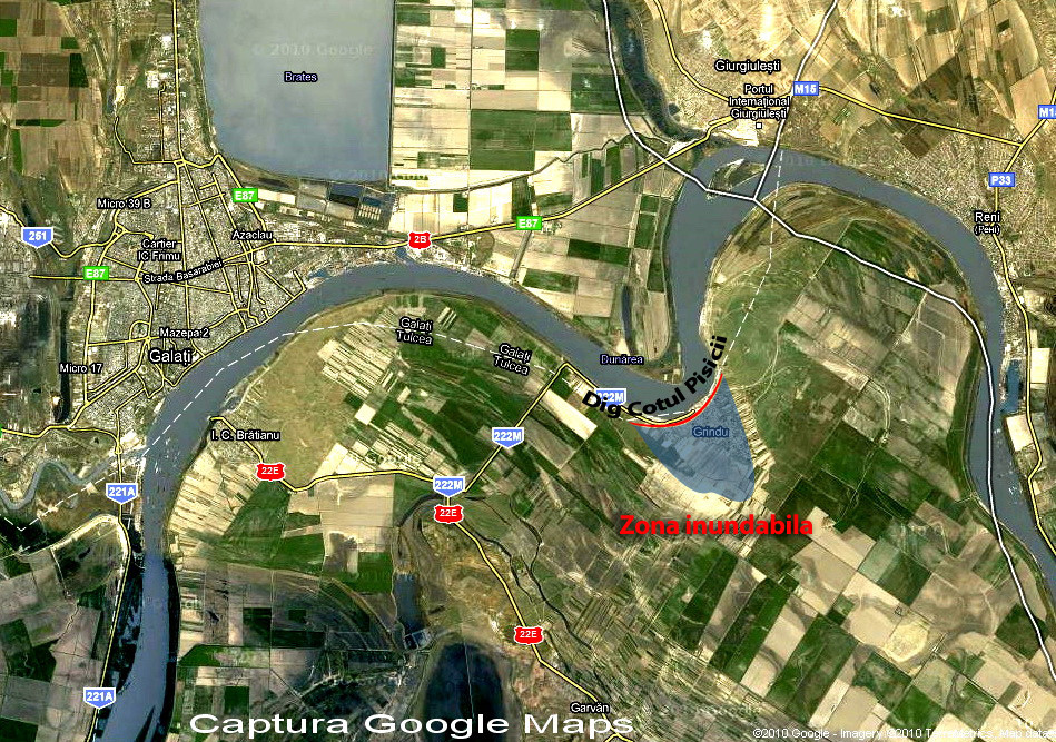 Harta cu zona inundabila de la Cotul Pisicii