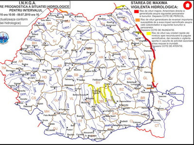 Codul rosu pe Prut, inca 24 h. Pentru 4 rauri din Muntenia este cod galben