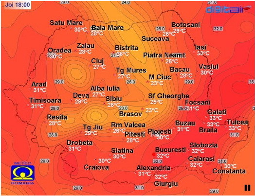 ANM: Temperaturile de joi