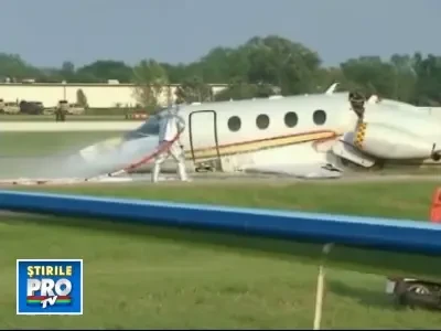 Traumatizati, dar in viata! Un avion s-a rupt in doua la aterizare