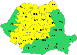 Cod galben de ploi si vijelii. Vezi ce zone sunt vizate
