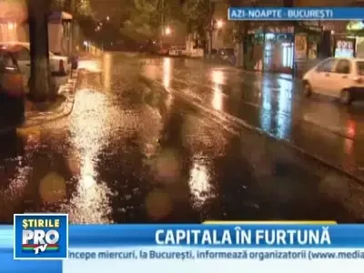 Furtuna in Capitala: copaci rupti, strazi inundate, masini facute zob