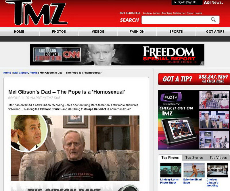 Papa este homosexual! Asta sustine tatal lui Mel Gibson