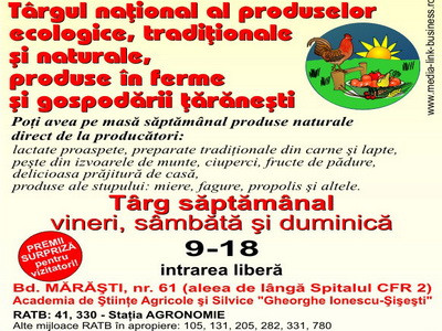 Targ de produse naturale si traditionale la Bucuresti, in weekend