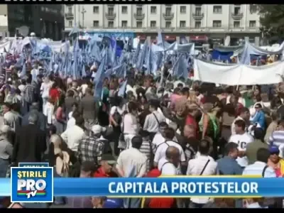 9000 de sindicalisti de la CNSLR-Fratia protesteaza acum in Bucuresti