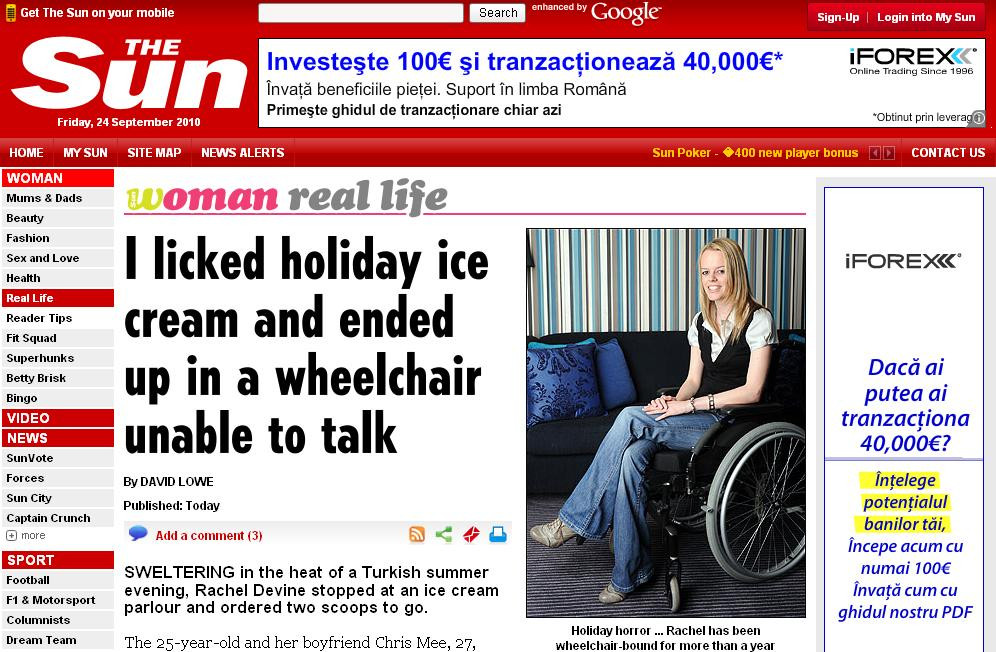 A ajuns in scaunul cu rotile dupa ce a luat o gura de inghetata