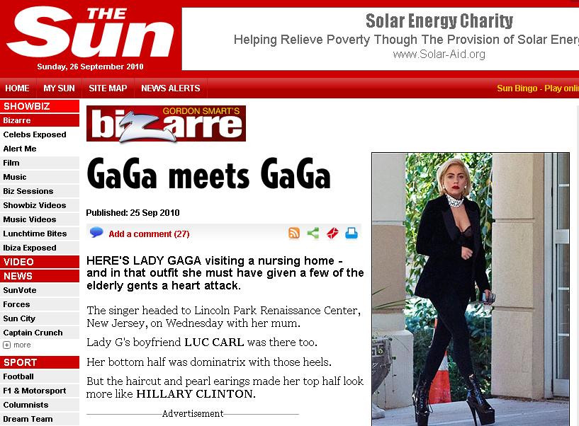 Lady GaGa, la azilul de batrani! A mers deghizata in Hillary Clinton