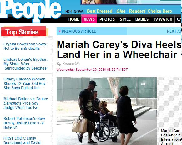 Revista presei: Mariah Carey, in scaunul cu rotile!