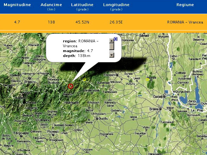 Cutremur cu magnitudinea de 3,2 in Vrancea