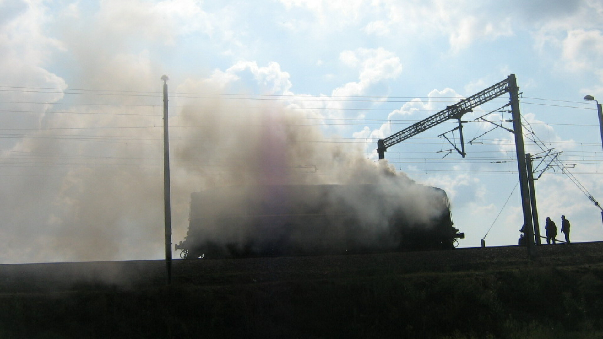 Locomotiva in flacari, la Cernavoda