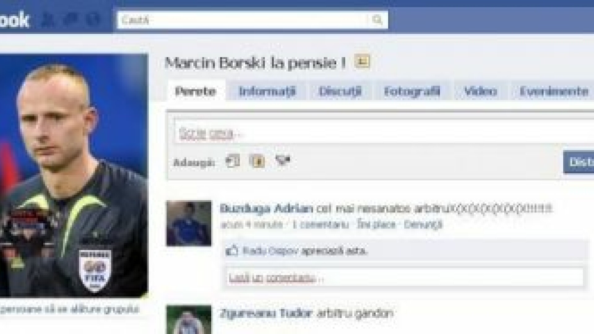 Stelistii il FAC PRAF pe arbitrul de la Steaua - Napoli pe Facebook