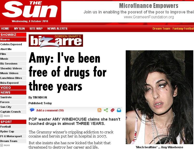 Amy Winehouse: “Am renuntat la droguri de trei ani!” N-ai zice...