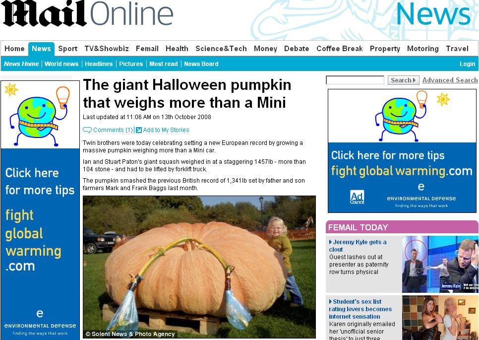 Dovleacul gigant! Cantareste mai mult decat o masina Mini One