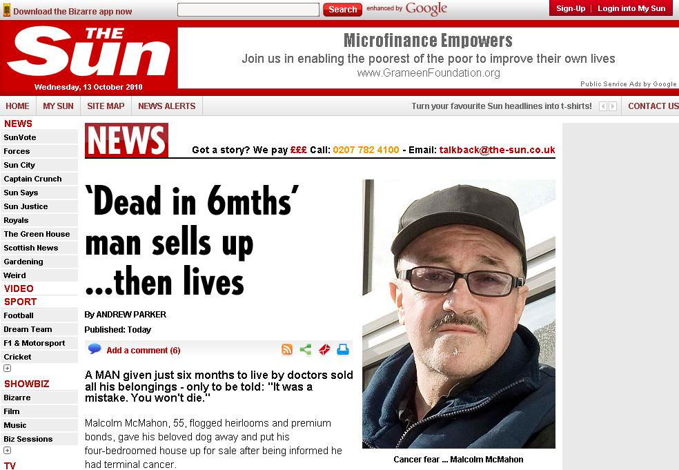 Medicul i-a spus ca va muri de cancer! A vandut totul, insa era sanatos tun