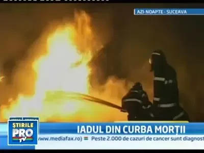 Cisterna plina cu hexan, in flacari, la Suceava! Soferul a ars de viu