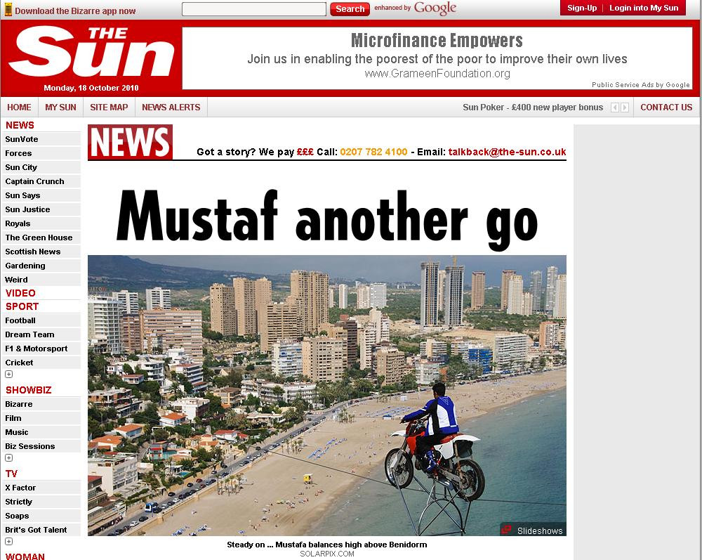 Record mondial! La 185 de metri inaltime, a mers cu motocicleta pe sarma