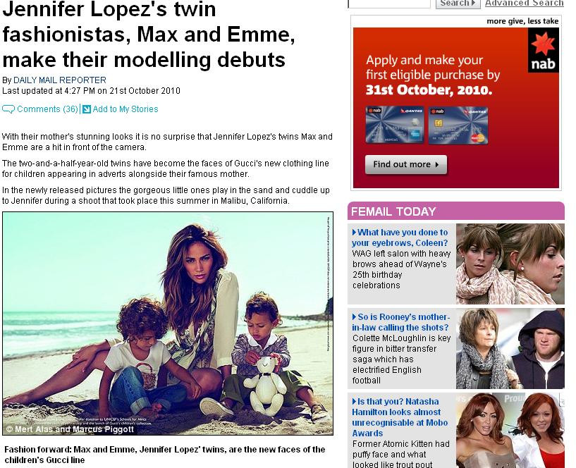 Jennifer Lopez si-a lansat gemenii de doi ani si jumatate in lumea modei