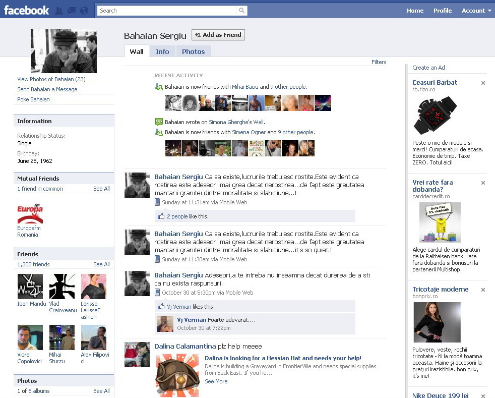 Sergiu Bahaian isi face prieteni pe Facebook, din puscarie