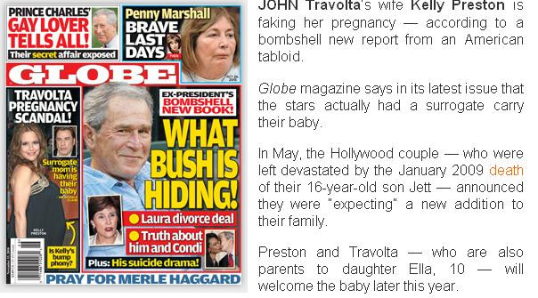 E sau nu sotia lui John Travolta gravida? Ziarele scriu ca poarta o perna