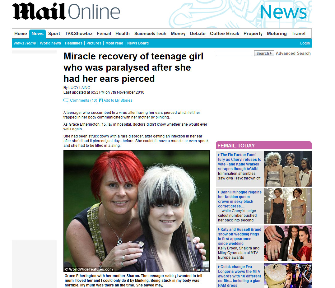 Socant! A paralizat dupa ce si-a facut piercing in ureche!