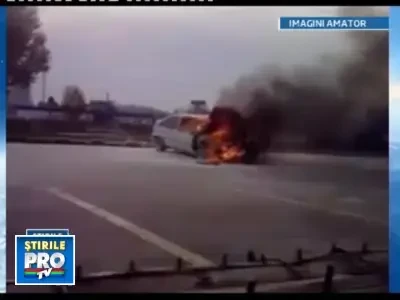 Tureaz-o, tureaz-o, dar nici prea tare! O masina a luat foc la o expozitie