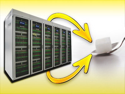 Computer cat un cub de zahar