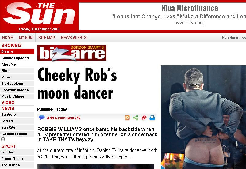 OMG, ce priveliste! Robbie Williams, in fundul gol!