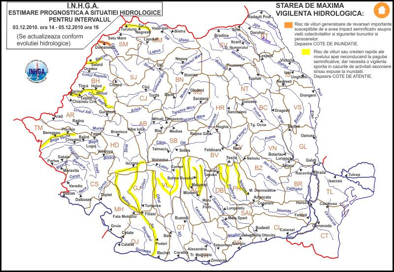 Cod portocaliu de inundatii in Satu Mare. Alte 11 judete, sub cod galben