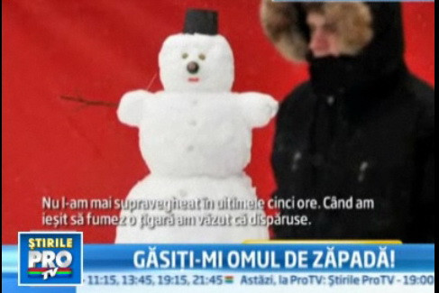 A sunat la politie sa reclame ca i s-a furat omul de zapada!