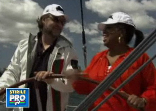 Russell Crowe si Oprah Winfrey, impreuna pe un yacht in portul din Sydney