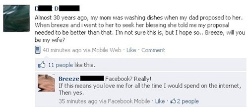 Inedit! Si-a cerut iubita de sotie pe Facebook