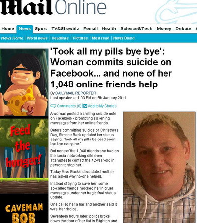 Socant! Si-a anuntat sinuciderea pe Facebook: niciun prieten nu a ajutat-o