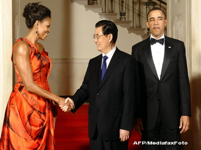 Michelle Obama, Hu Jintao si Barack Obama