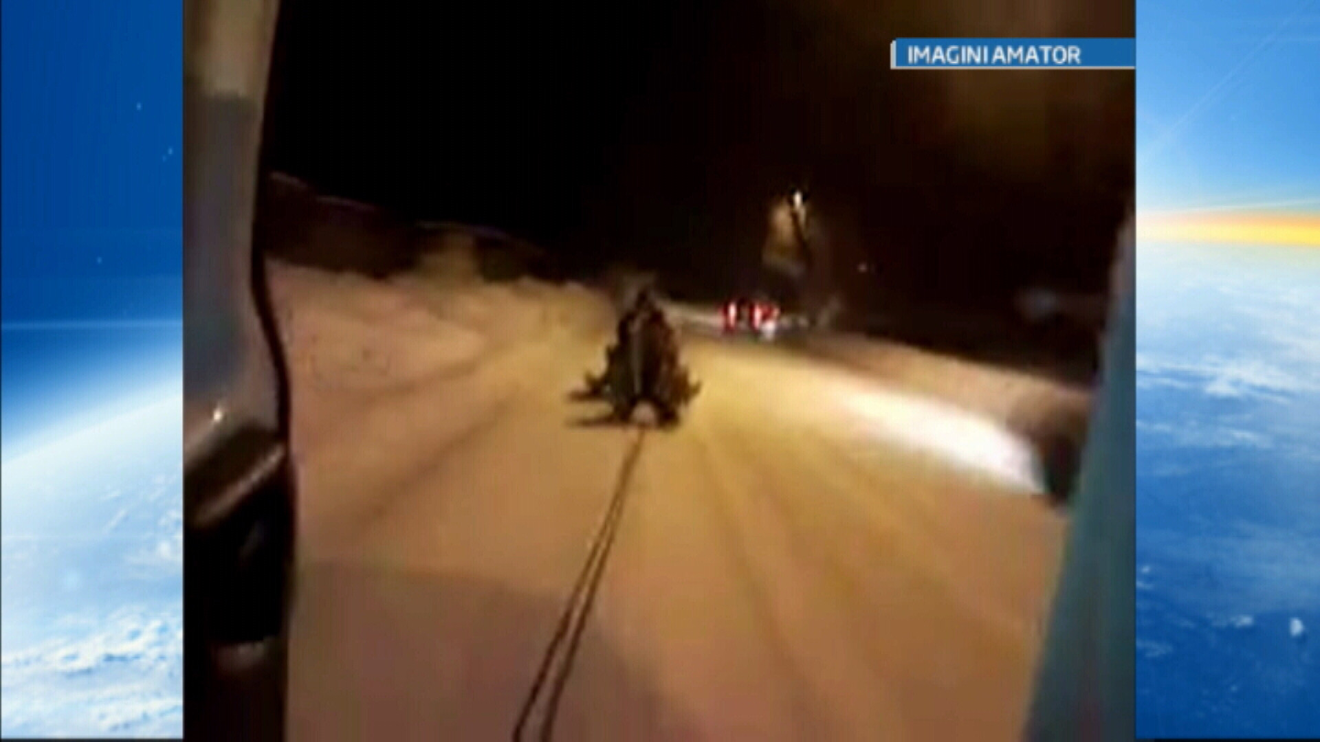 S-au urcat pe sănii si s-au lasat trasi in viteza de un microbuz