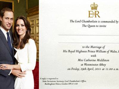 Vezi cum arata invitatia la nunta Printului William cu Kate Middleton. FOTO