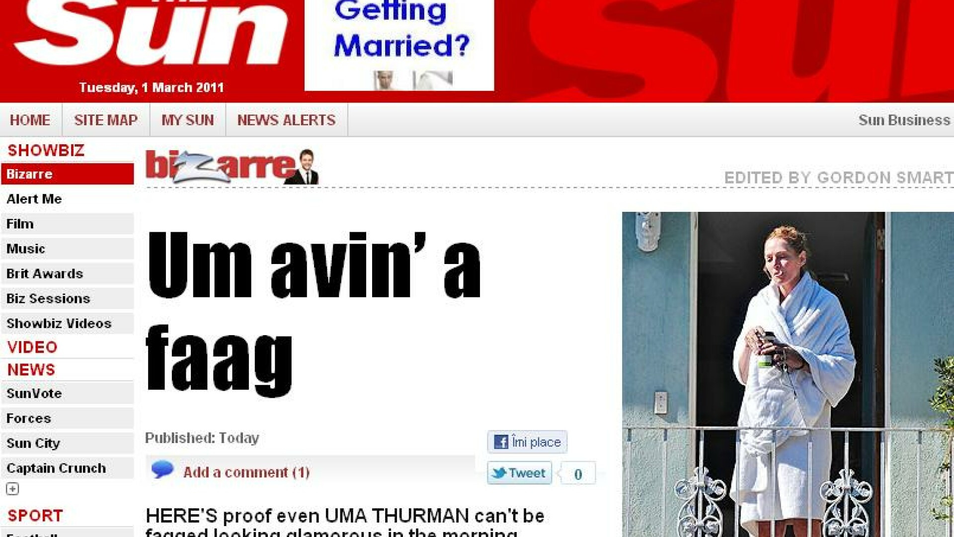 Uma Thurman, la primele ore ale diminetii, fara pic de machiaj