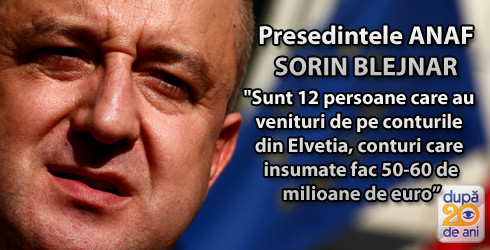 Lista lui Blejnar: 12 persoane au 60 de mil euro in conturile din Elvetia