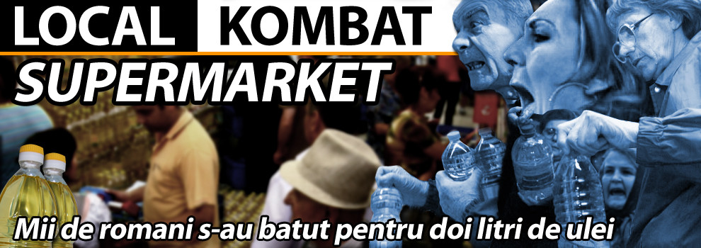 Local Kombat Supermarket. Mii de romani s-au batut pentru 2 litri de ulei