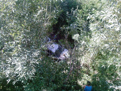 Masina cazuta in rapa in judetul Hunedoara. Pasagerii au reusit sa se salveze