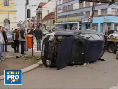 Cascadorii pe 4 roti in Cluj. S-a rasturnat si era sa ucida 2 pietoni