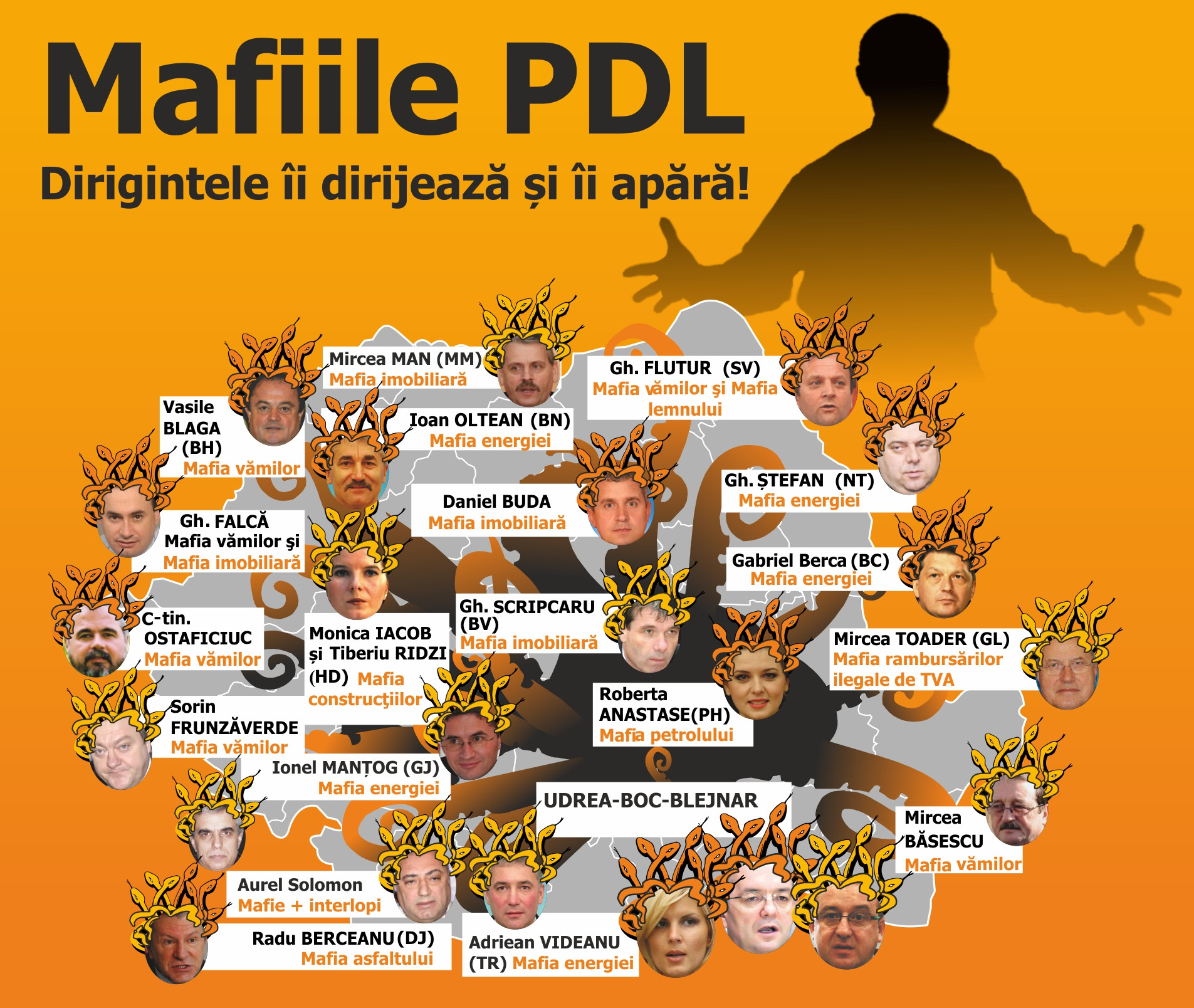 Harta "Mafiile PDL", desenata de Victor Ponta pe blog