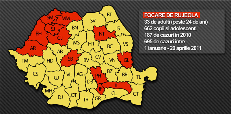 Judete cu cazuri de rujeola