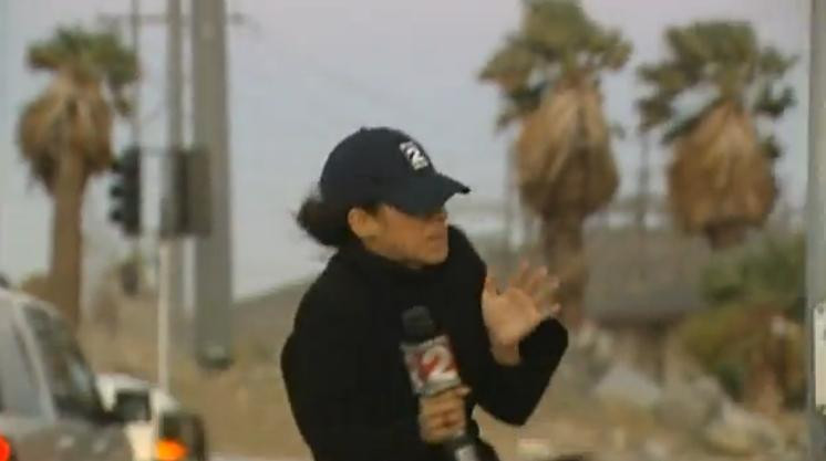 VIDEO. Jurnalism extrem. Cat pe ce sa fie luata pe sus de vant