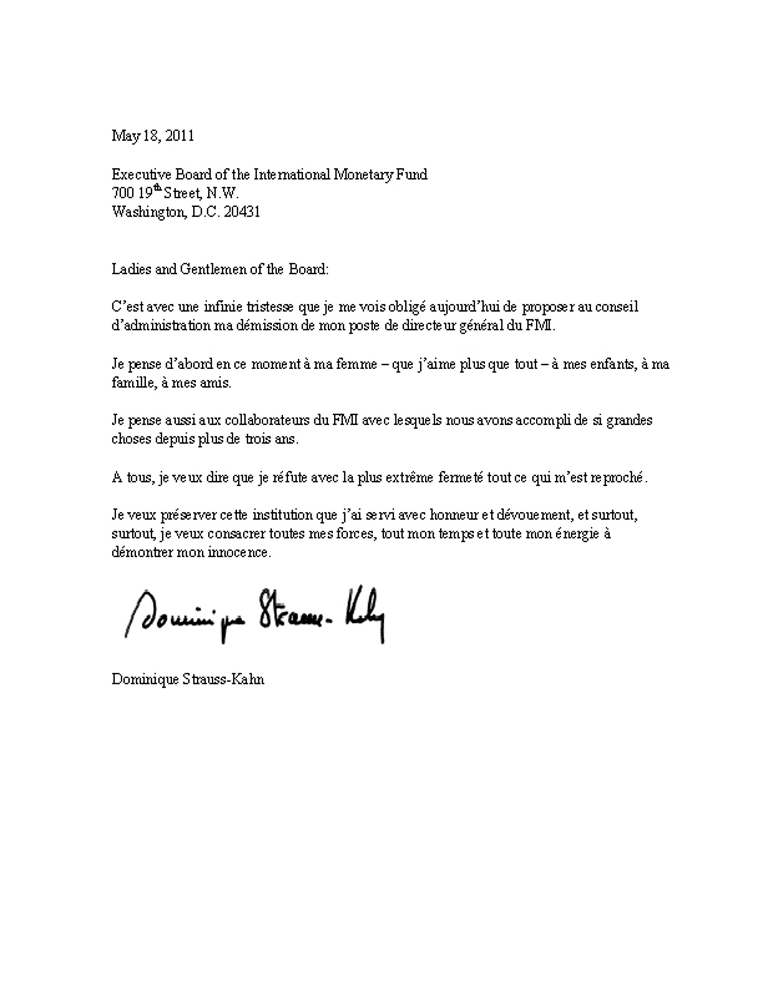 Scrisoarea de demisie