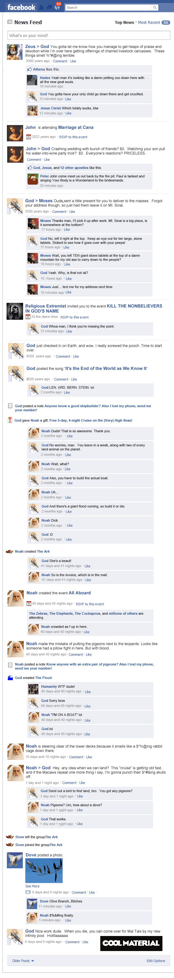 Ce si cu cine ar discuta Dumnezeu, daca ar avea cont pe Facebook