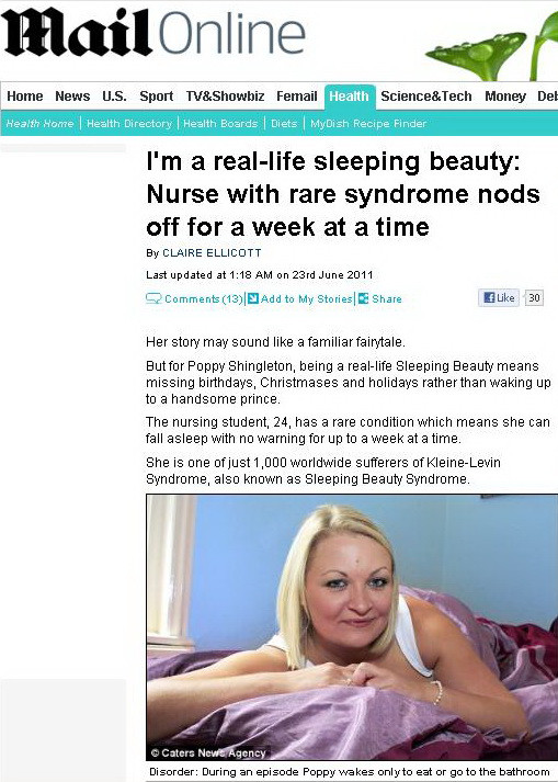 Boala rara: frumoasa din padurea adormita exista. Povestea tinerei a carei viata e condusa de somn