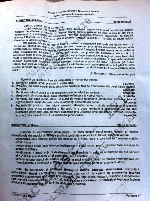 BAC 2011: SUBIECTELE LA ISTORIE2