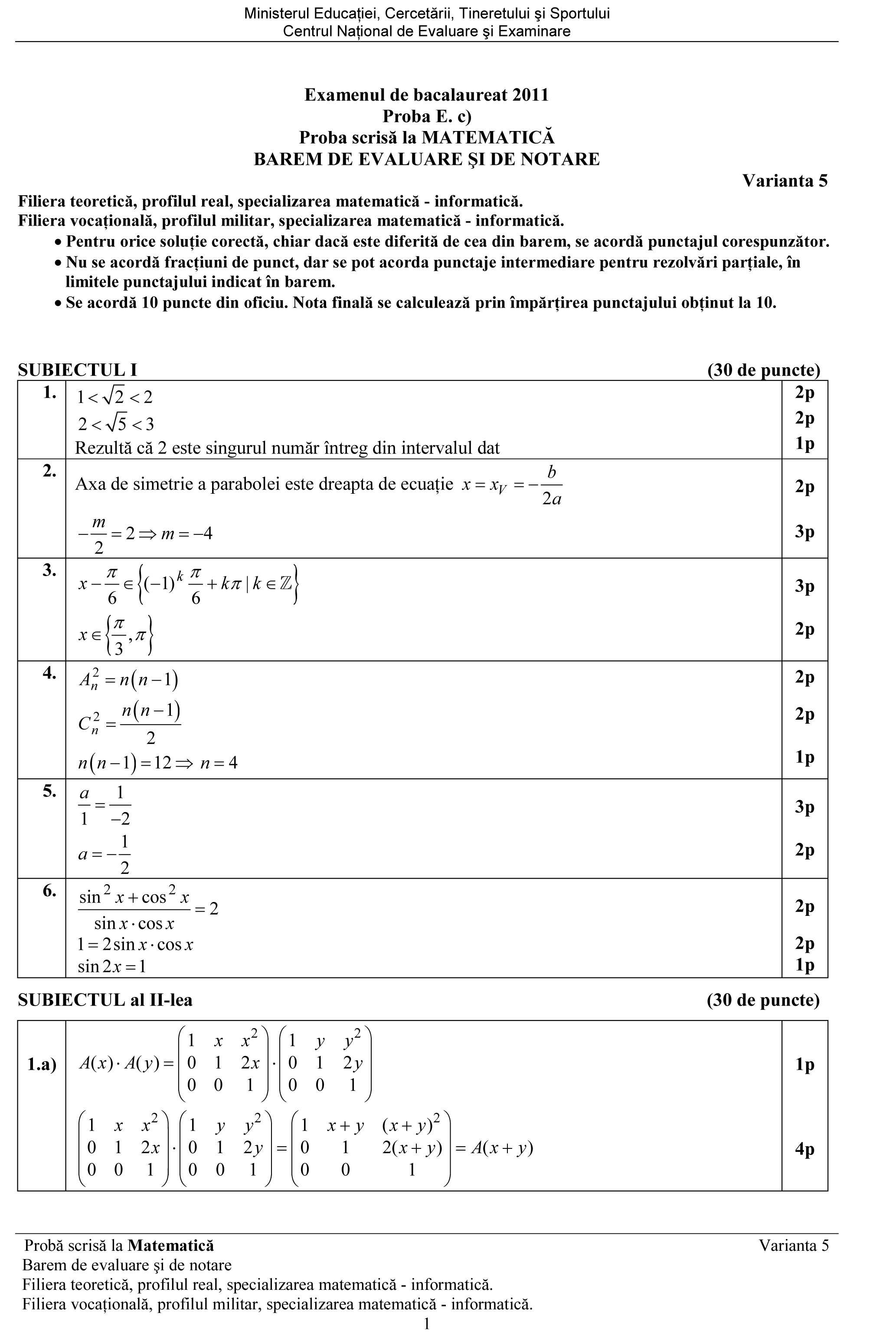 Bac 2011: Baremul de corectare pentru matematica si istorie. Calculeaza-ti notele