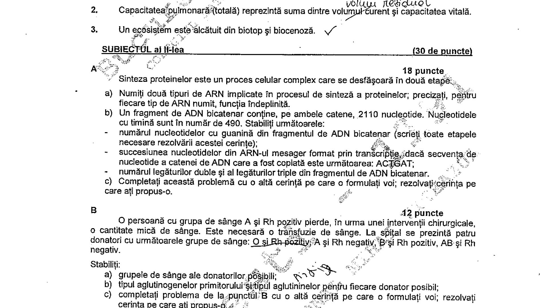 BAC 2011: SUBIECTELE LA BIOLOGIE - ANATOMIE 1