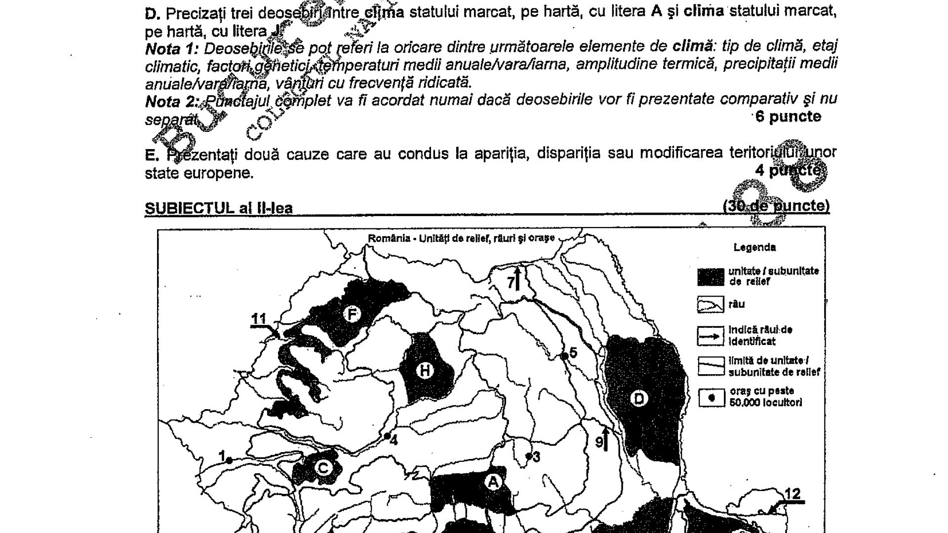 BAC 2011: SUBIECTELE LA GEOGRAFIE